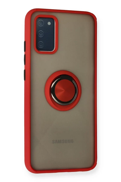 Samsung Galaxy A02S Kılıf Montreal Yüzüklü Silikon Kapak - Kırmızı