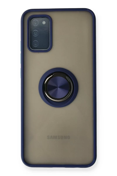Samsung Galaxy A02S Kılıf Montreal Yüzüklü Silikon Kapak - Lacivert