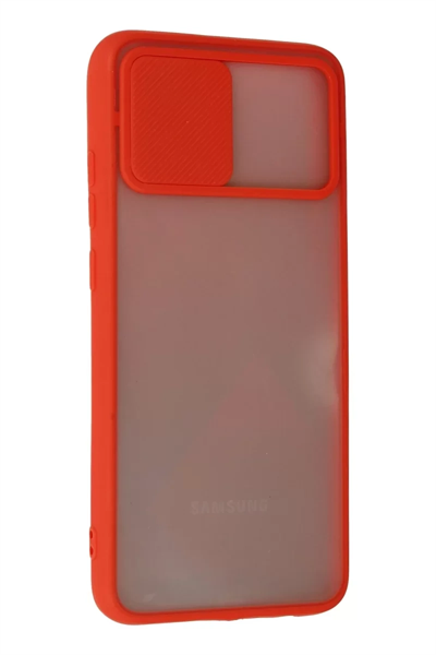 Samsung Galaxy A02S Kılıf Palm Buzlu Kamera Sürgülü Silikon - Kırmızı