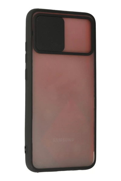 Samsung Galaxy A02S Kılıf Palm Buzlu Kamera Sürgülü Silikon - Siyah