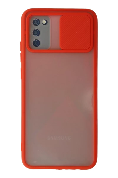 Samsung Galaxy A02S Kılıf Palm Buzlu Kamera Sürgülü Silikon - Kırmızı