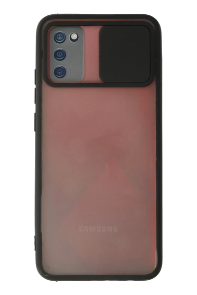 Samsung Galaxy A02S Kılıf Palm Buzlu Kamera Sürgülü Silikon - Siyah