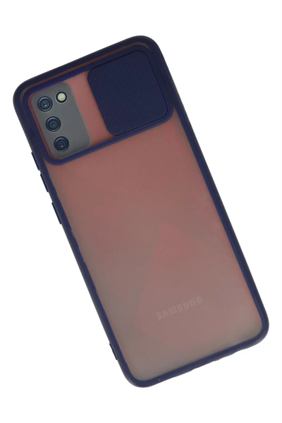 Samsung Galaxy A02S Kılıf Palm Buzlu Kamera Sürgülü Silikon - Lacivert