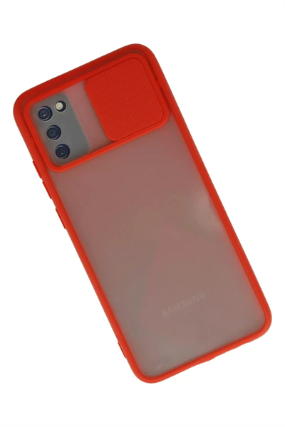 Samsung Galaxy A02S Kılıf Palm Buzlu Kamera Sürgülü Silikon - Kırmızı