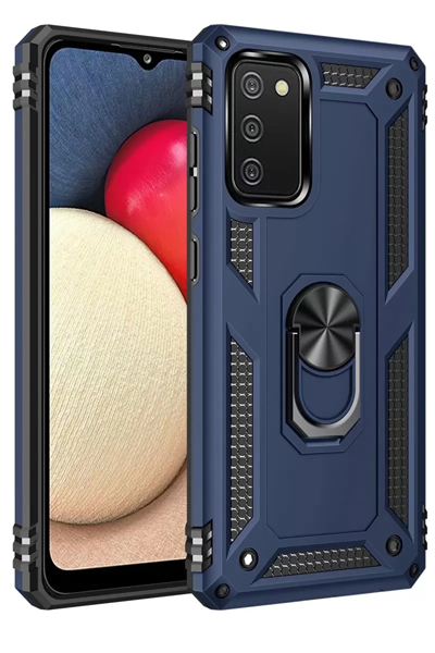 Samsung Galaxy A02S Kılıf Sofya Yüzüklü Silikon Kapak - Lacivert