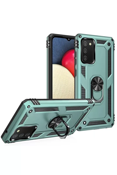 Samsung Galaxy A02S Kılıf Sofya Yüzüklü Silikon Kapak - Yeşil
