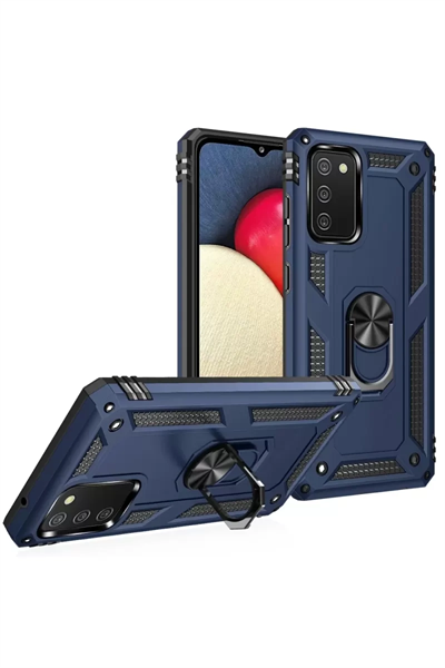Samsung Galaxy A02S Kılıf Sofya Yüzüklü Silikon Kapak - Lacivert