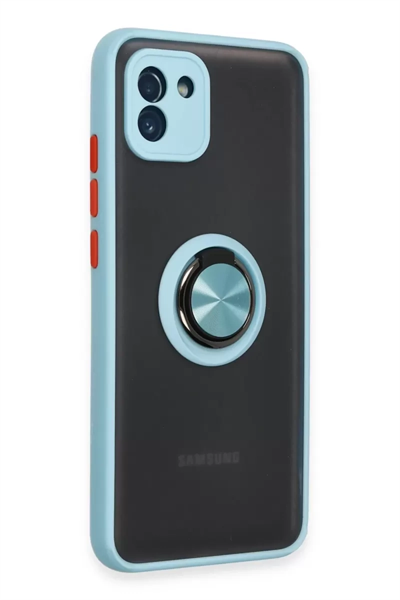 Samsung Galaxy A03 Kılıf Montreal Yüzüklü Silikon Kapak - Buz Mavi