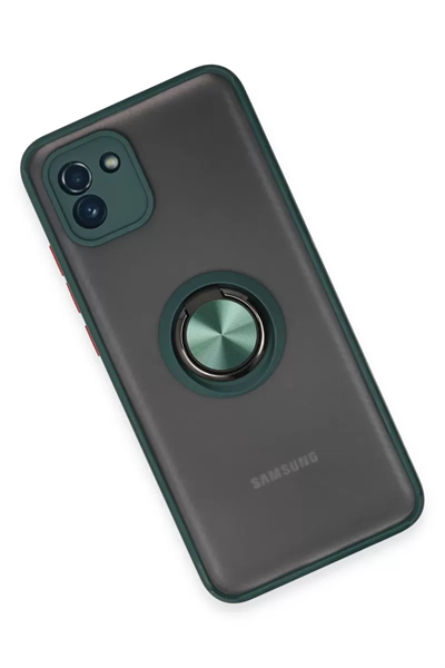 Samsung Galaxy A03 Kılıf Montreal Yüzüklü Silikon Kapak - Yeşil