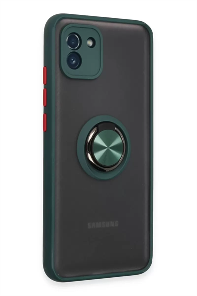 Samsung Galaxy A03 Kılıf Montreal Yüzüklü Silikon Kapak - Yeşil