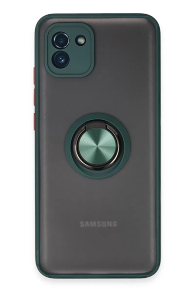 Samsung Galaxy A03 Kılıf Montreal Yüzüklü Silikon Kapak - Yeşil