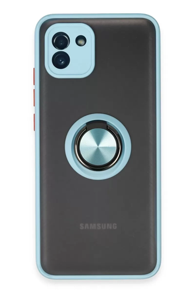 Samsung Galaxy A03 Kılıf Montreal Yüzüklü Silikon Kapak - Buz Mavi
