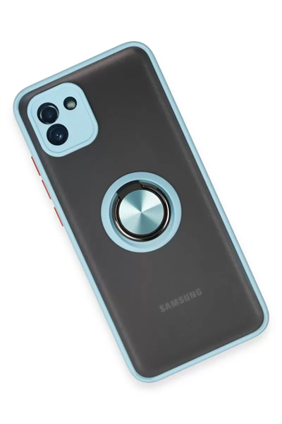 Samsung Galaxy A03 Kılıf Montreal Yüzüklü Silikon Kapak - Buz Mavi