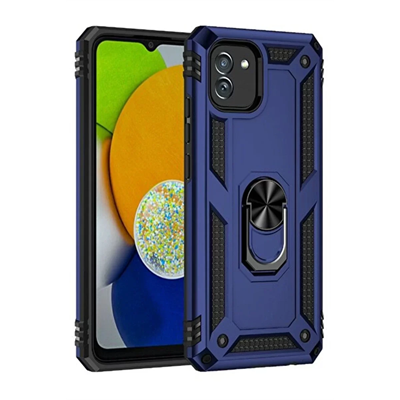 Samsung Galaxy A03 Kılıf Sofya Yüzüklü Silikon Kapak - Lacivert