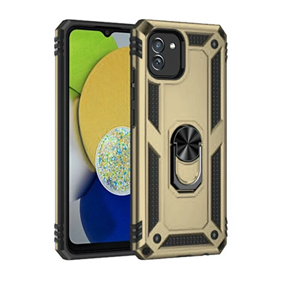 Samsung Galaxy A03 Kılıf Sofya Yüzüklü Silikon Kapak - Gold