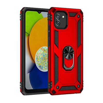 Samsung Galaxy A03 Kılıf Sofya Yüzüklü Silikon Kapak - Kırmızı