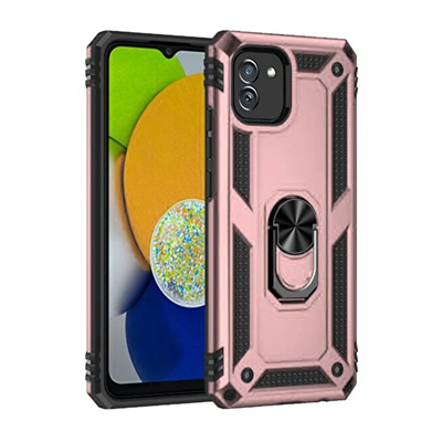Samsung Galaxy A03 Kılıf Sofya Yüzüklü Silikon Kapak - Rose