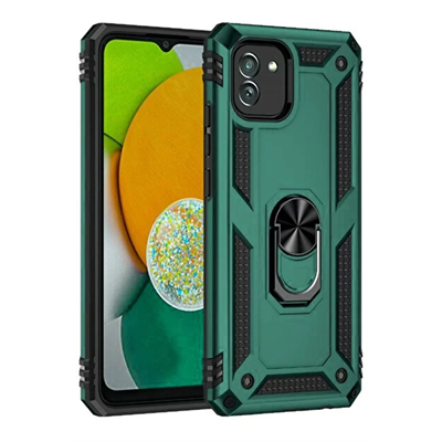 Samsung Galaxy A03 Kılıf Sofya Yüzüklü Silikon Kapak - Yeşil
