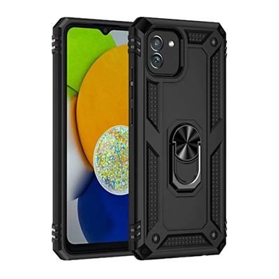 Samsung Galaxy A03 Kılıf Sofya Yüzüklü Silikon Kapak - Siyah