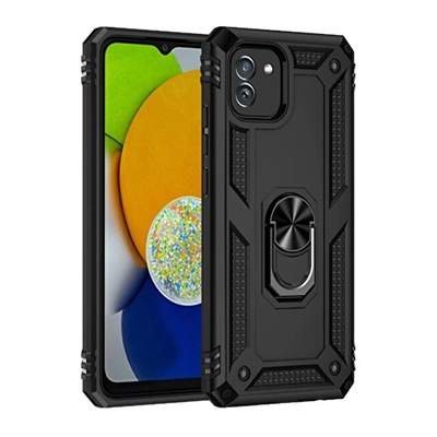 Samsung Galaxy A03 Kılıf Sofya Yüzüklü Silikon Kapak - Siyah