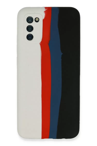Samsung Galaxy A03S Kılıf Ebruli Lansman Silikon - Beyaz-Siyah