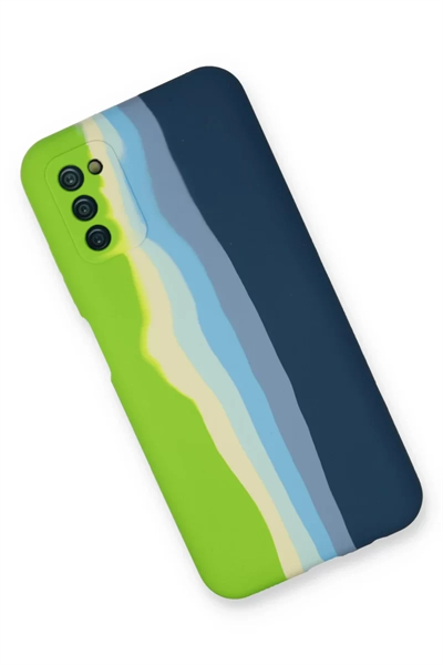 Samsung Galaxy A03S Kılıf Ebruli Lansman Silikon - Yeşil-Koyu Yeşil