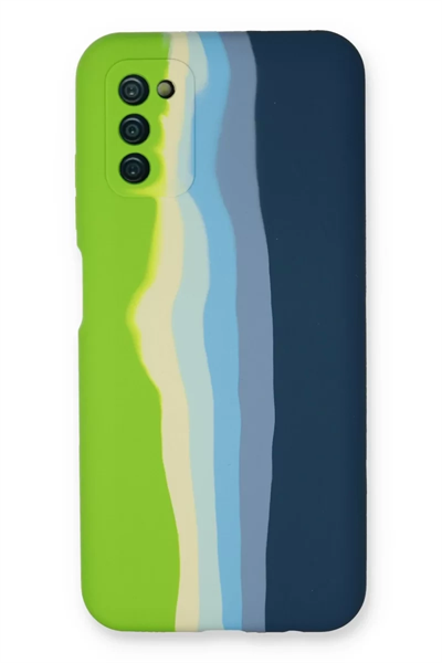 Samsung Galaxy A03S Kılıf Ebruli Lansman Silikon - Yeşil-Koyu Yeşil