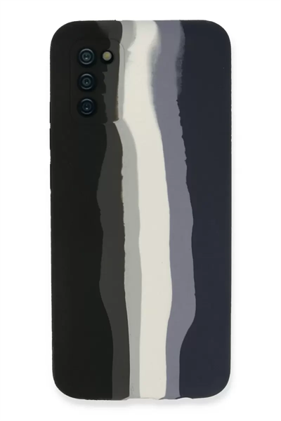 Samsung Galaxy A03S Kılıf Ebruli Lansman Silikon - Siyah-Lacivert