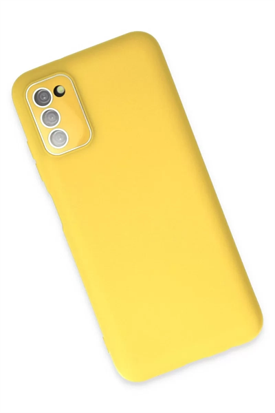 Samsung Galaxy A03S Kılıf Lansman Glass Kapak - Sarı