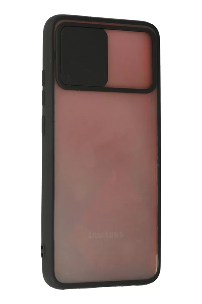 Samsung Galaxy A03S Kılıf Palm Buzlu Kamera Sürgülü Silikon - Siyah