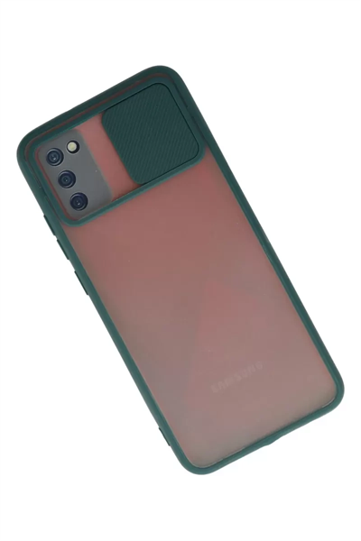 Samsung Galaxy A03S Kılıf Palm Buzlu Kamera Sürgülü Silikon - Yeşil