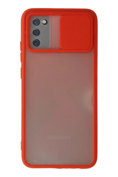 Samsung Galaxy A03S Kılıf Palm Buzlu Kamera Sürgülü Silikon - Kırmızı