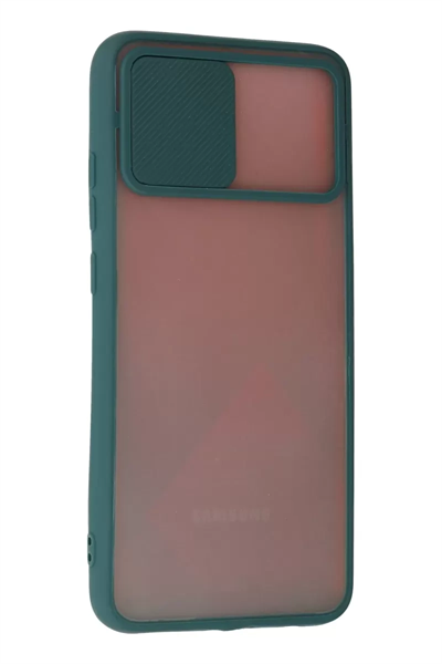 Samsung Galaxy A03S Kılıf Palm Buzlu Kamera Sürgülü Silikon - Yeşil