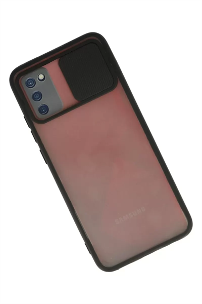Samsung Galaxy A03S Kılıf Palm Buzlu Kamera Sürgülü Silikon - Siyah