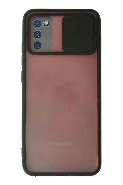 Samsung Galaxy A03S Kılıf Palm Buzlu Kamera Sürgülü Silikon - Siyah
