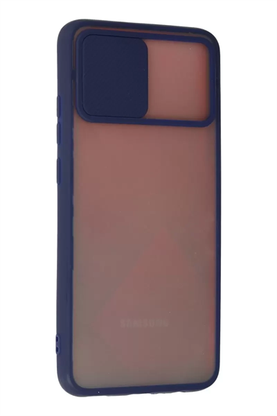 Samsung Galaxy A03S Kılıf Palm Buzlu Kamera Sürgülü Silikon - Lacivert