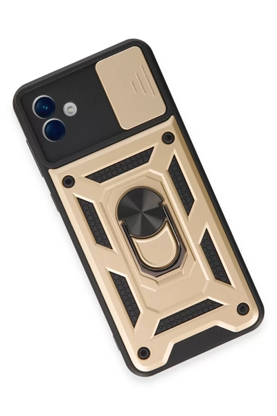 Samsung Galaxy A04E Kılıf Pars Lens Yüzüklü Silikon - Gold