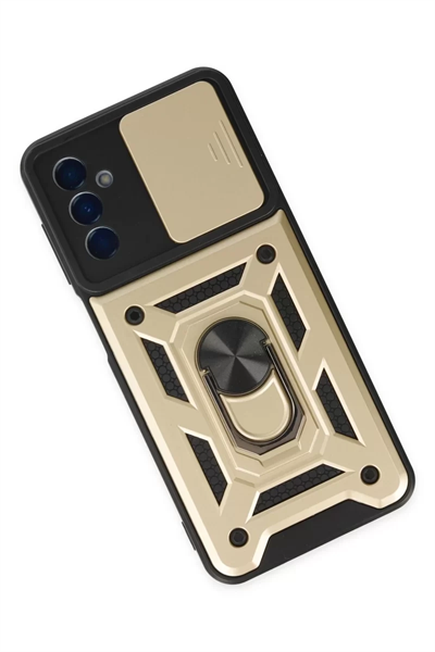 Samsung Galaxy A04S Kılıf Pars Lens Yüzüklü Silikon - Gold
