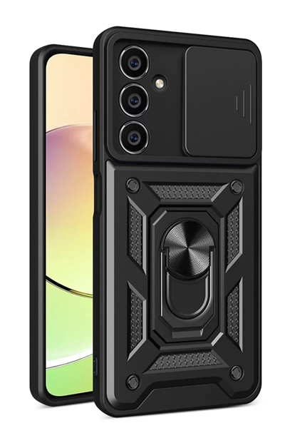Samsung Galaxy A05S Kılıf Pars Lens Yüzüklü Silikon - Siyah