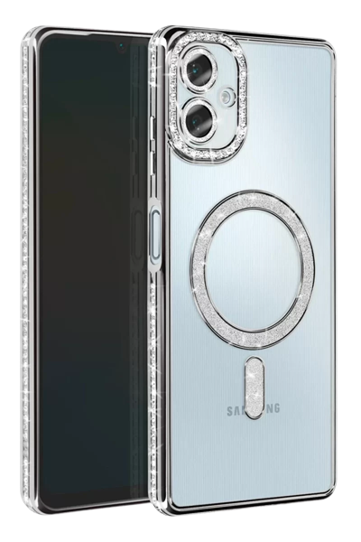 Samsung Galaxy A06 Joke Simli Magneticsafe Kılıf - Gümüş