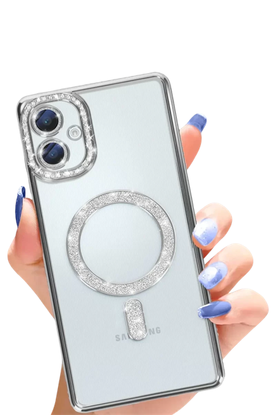 Samsung Galaxy A06 Joke Simli Magneticsafe Kılıf - Gümüş