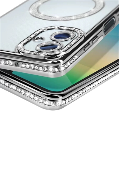 Samsung Galaxy A06 Joke Simli Magneticsafe Kılıf - Gümüş
