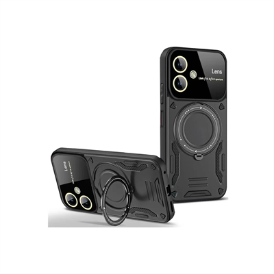 Samsung Galaxy A06 Kılıf Joy Lens Standlı Kapak - Siyah