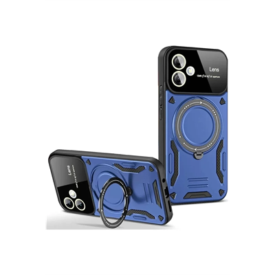Samsung Galaxy A06 Kılıf Joy Lens Standlı Kapak - Lacivert