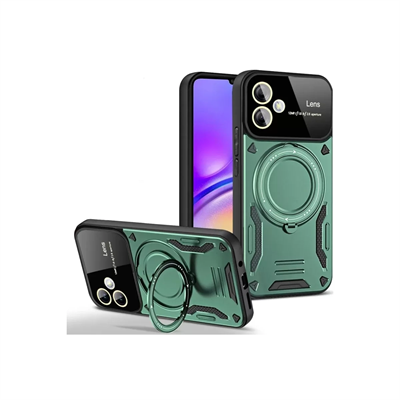 Samsung Galaxy A06 Kılıf Joy Lens Standlı Kapak - Koyu Yeşil