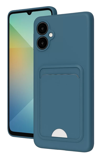 Samsung Galaxy A06 Kılıf Kelvin Kartvizitli Silikon - Mavi