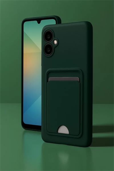 Samsung Galaxy A06 Kılıf Kelvin Kartvizitli Silikon - Koyu Yeşil