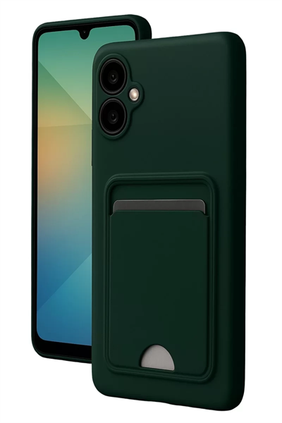 Samsung Galaxy A06 Kılıf Kelvin Kartvizitli Silikon - Koyu Yeşil