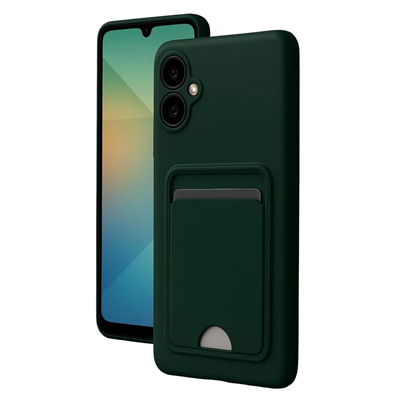Samsung Galaxy A06 Kılıf Kelvin Kartvizitli Silikon - Koyu Yeşil