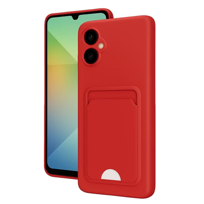 Samsung Galaxy A06 Kılıf Kelvin Kartvizitli Silikon - Kırmızı